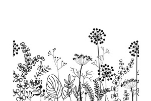 Seamless border with doodle forest, an Object Illustration by Toltemara