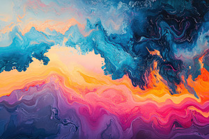 Dreamlike mountains glow with color, a Photo by Pavel_design
