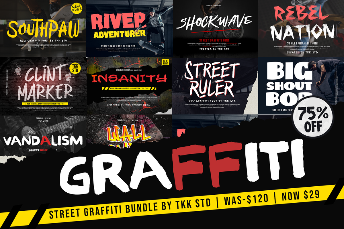 Graffiti Font Bundle - SALE, a Sans Serif Font by tokokoo (Photo 1 of 11)