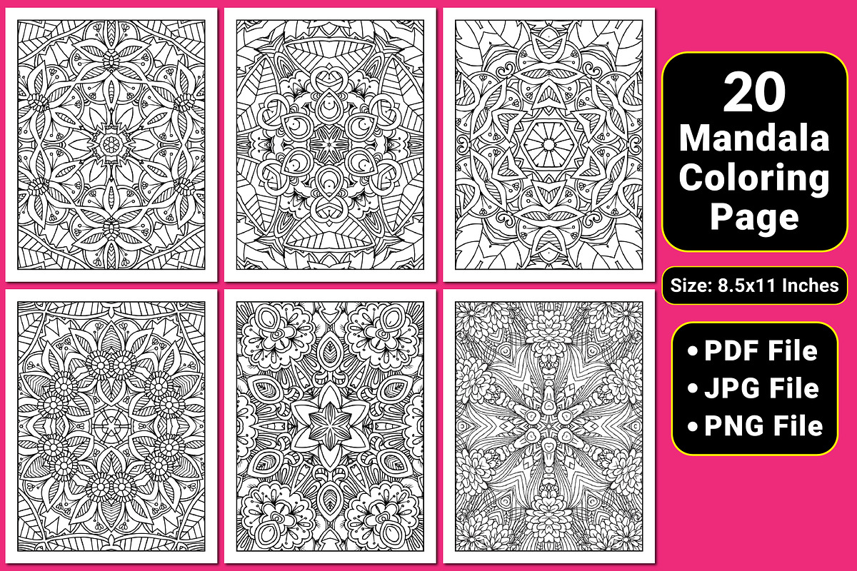 Floral Mandala Coloring Pages, a Pattern Graphic by mirajeee (Photo 2 of 4)