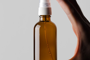 Amber spray bottle mockup JPEG, a Health & Medical Photo by Shablon