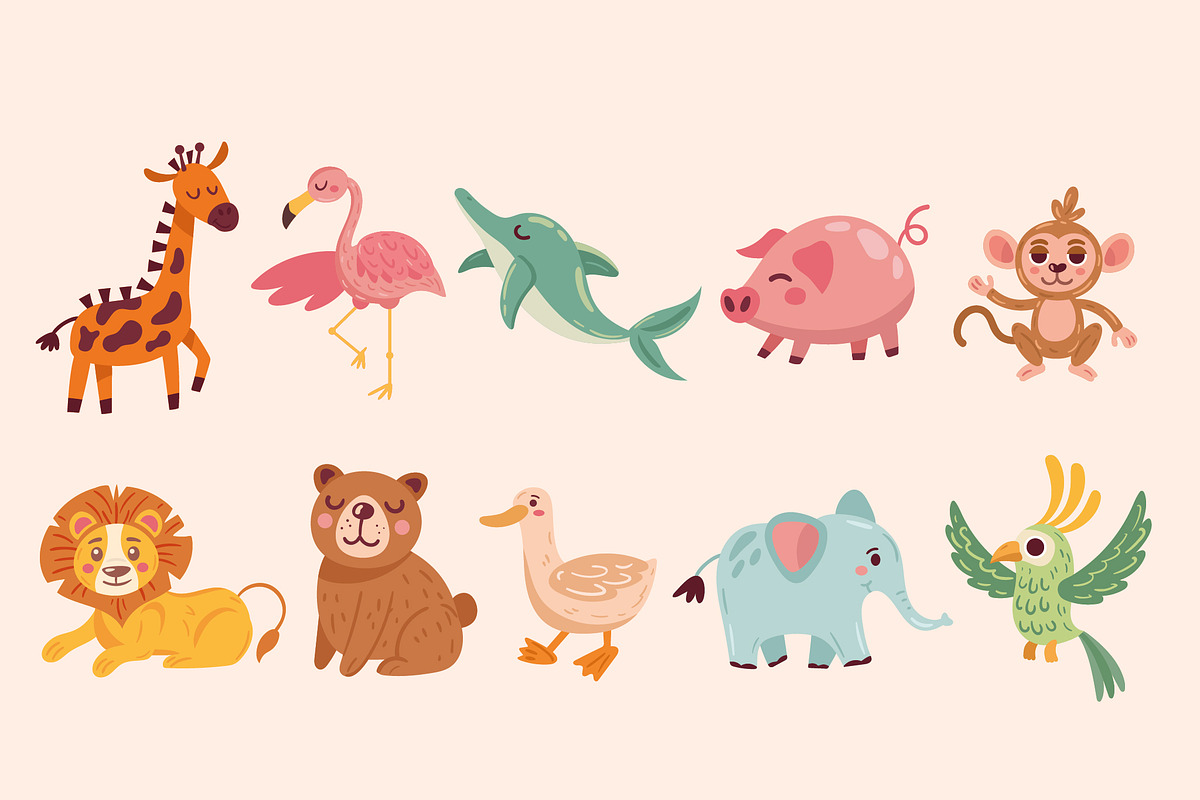 Cute Cartoon Animals Set