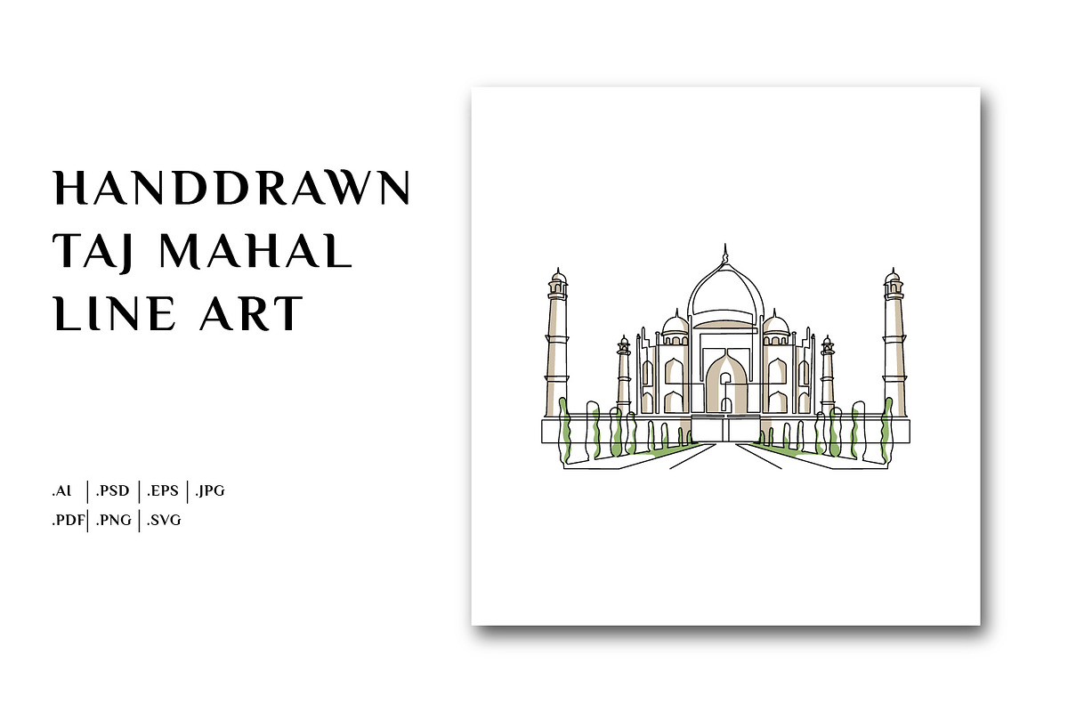 Line Art Taj Mahal Illustration, a Decorative Illustration by Brand_Hero (Photo 1 of 4)