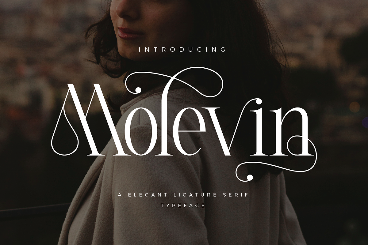 Molevin - Elegant Serif Font, a Serif Font by Aqeel_Art (Photo 1 of 13)