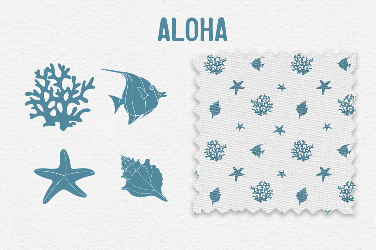Aloha Hawaii vector illustrations, a Pattern Graphic by Mari_Caliart (Photo 7 of 10)