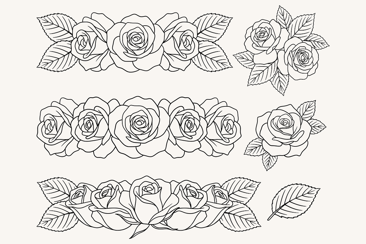 Rose Flower Line Art Illustration, a Decorative Illustration by Kusumaillustration (Photo 5 of 11)