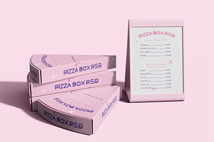 3d Pizza Slice Boxes & Menu Mockup