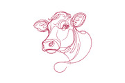 Cow Line Art Vector Illustration set, an Animal Illustration by MkStudio (Thumbnail 3 of 4)