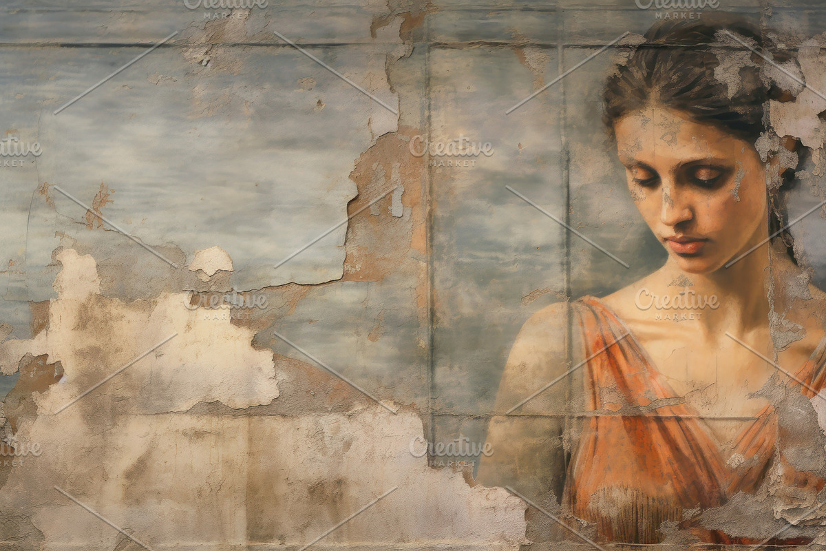 Ancient painting with young woman, d, an Illustration by Lopatin Photo