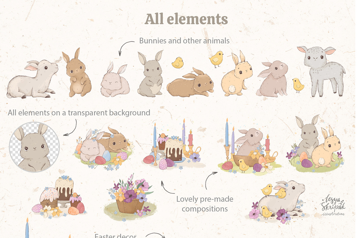 Easter Bunny Collection, an Animal Illustration by Lesya Skripak (Photo 6 of 6)