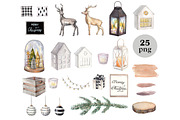 Watercolor Christmas decor., a Decorative Illustration by yulia.sukhanova (Thumbnail 2 of 4)