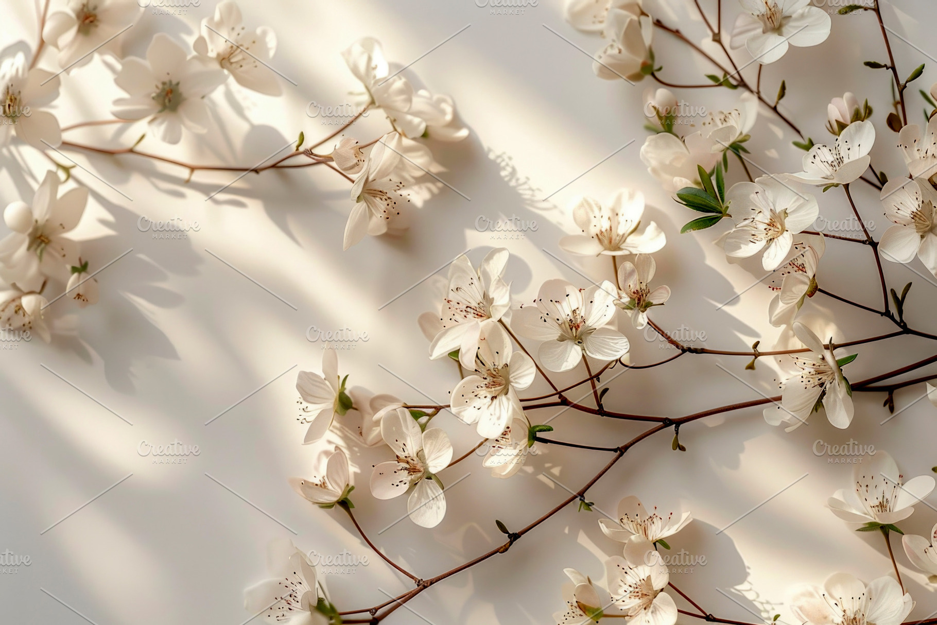 White cherry blossom branches on soft background with sunlight s, a Holiday Photo by José Manuel Gelpi