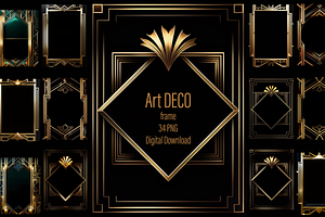 Art Deco gold frames 33 PNG