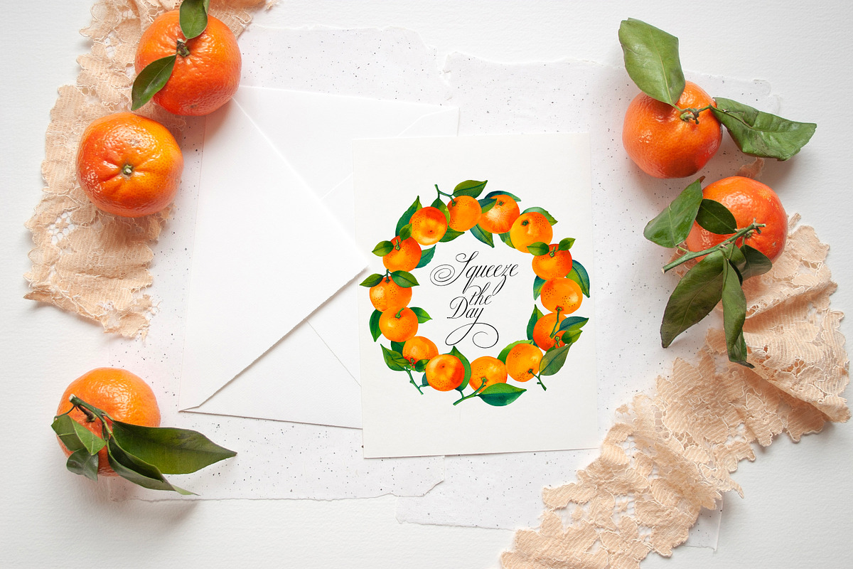 Watercolor Mandarin Fruits Vol. 2, a Food Illustration by Olga Begak Art & Design (Photo 6 of 8)