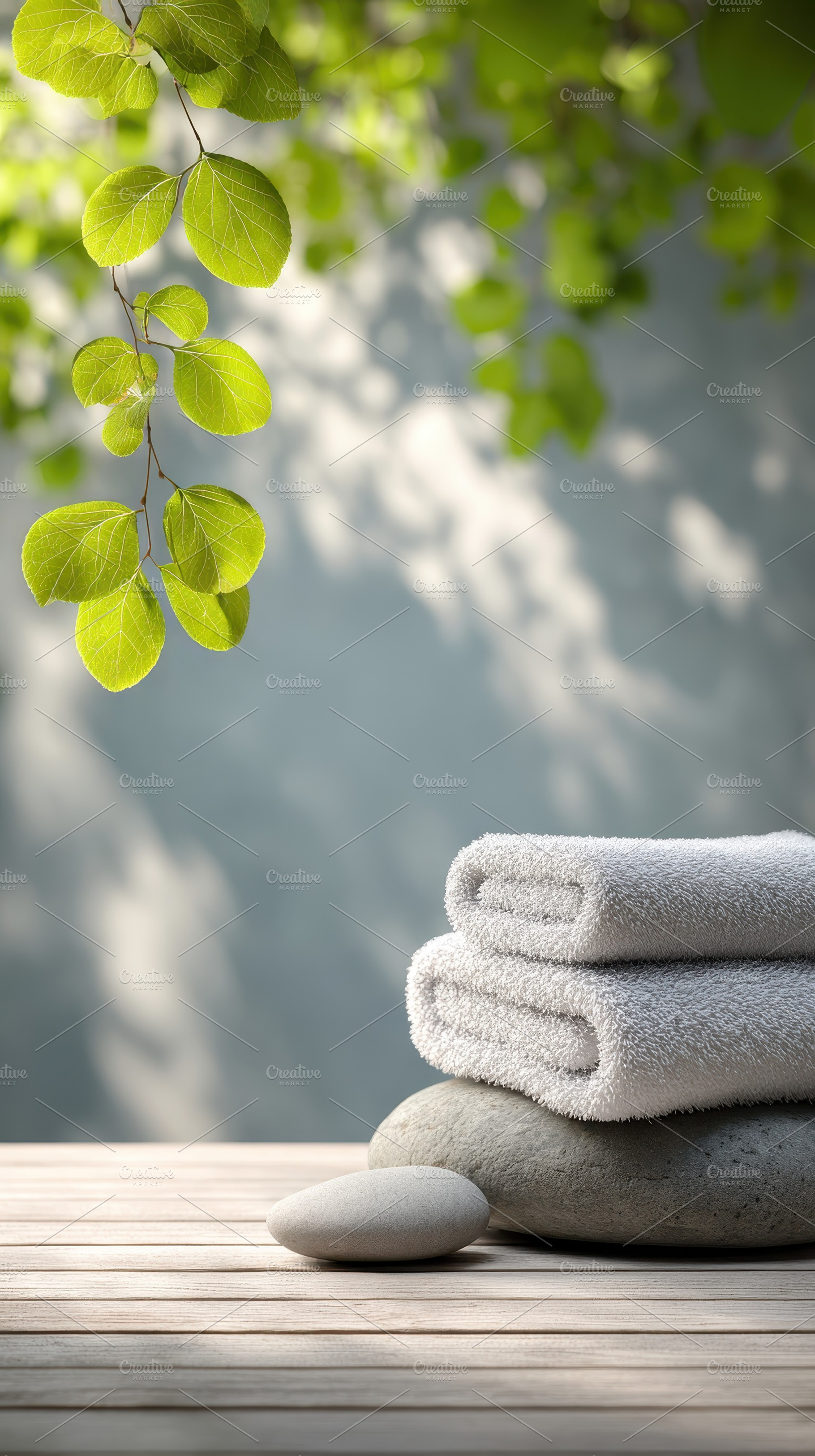 Spa serenity soft towels smooth ston, a Photo by Pixeness Studio