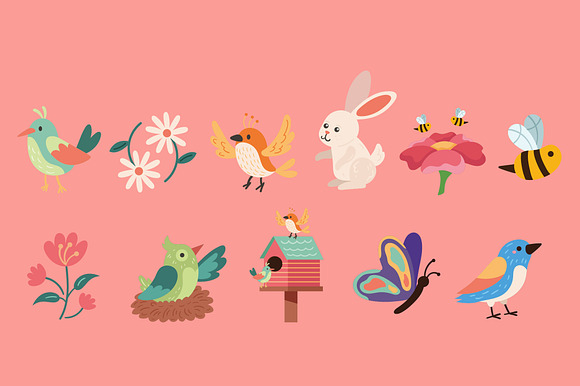 Spring Birds & Flowers Set preview 2