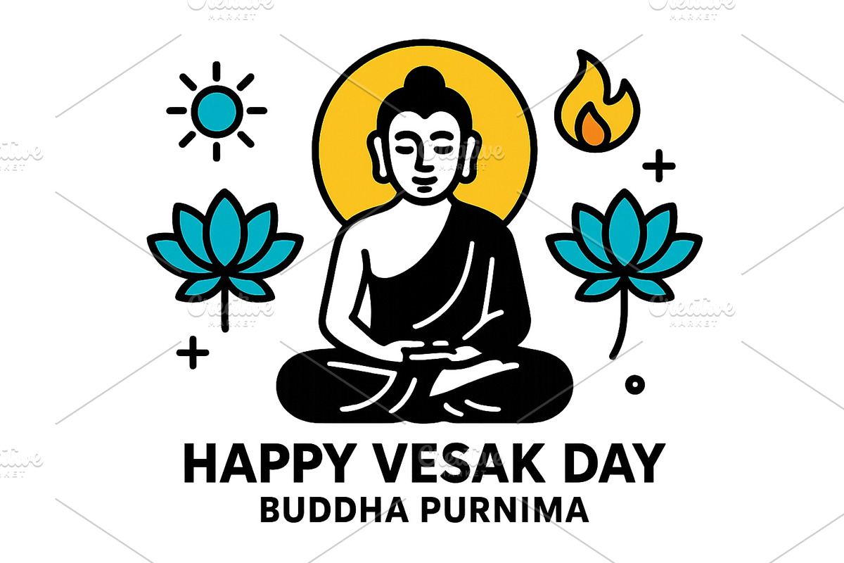 Celebrating Vesak Day with a serene, an Illustration by ZinetroN