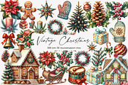 Watercolor Vintage Christmas Element, an Illustration by Designworld (Thumbnail 1 of 6)