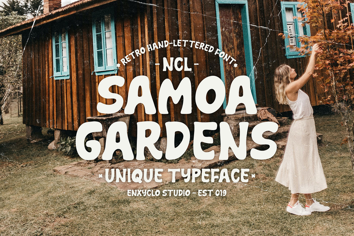 NCL SAMOA GARDENS - Retro Font, a Font by Enxyclo Studio (Photo 1 of 10)