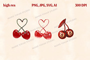 Retro Cherry Illustrations PNG & SVG, an Object Graphic by Marie T (Thumbnail 4 of 12)
