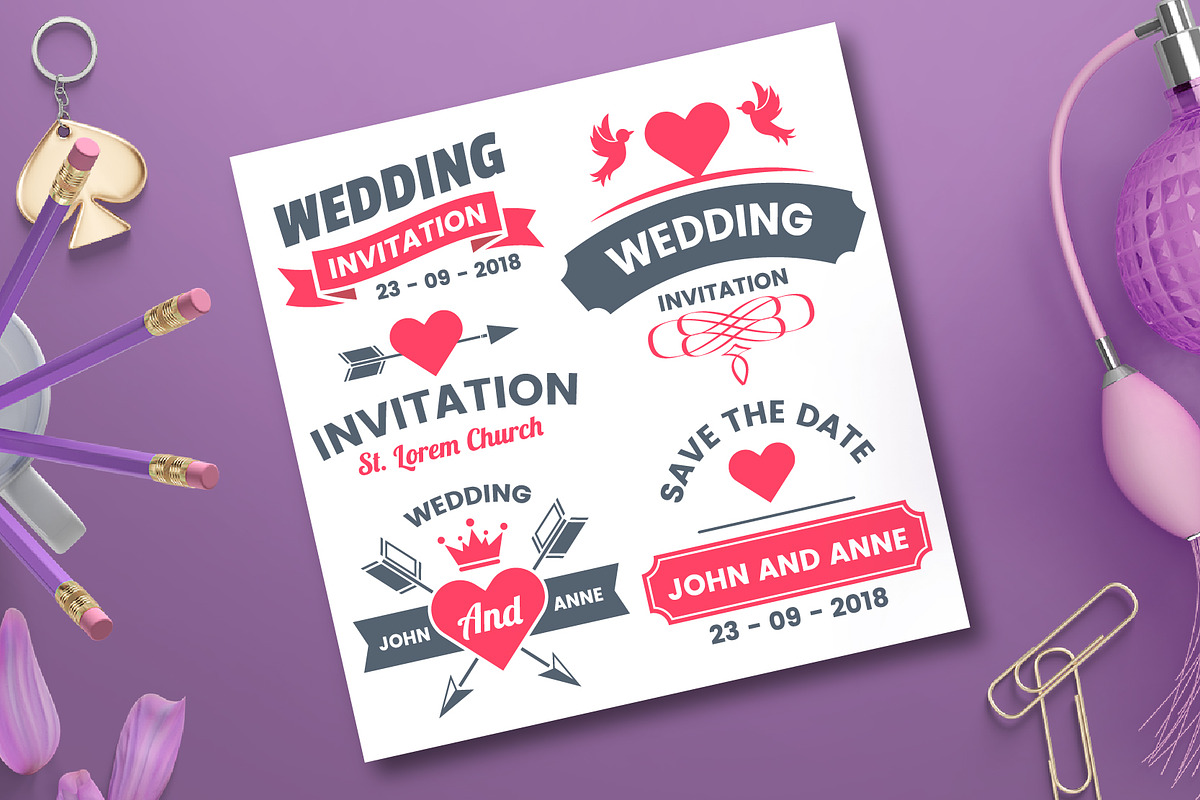 43 WEDDING VINTAGE BADGE & RIBBON, an Invitation Template by Toonsteb (Photo 3 of 14)