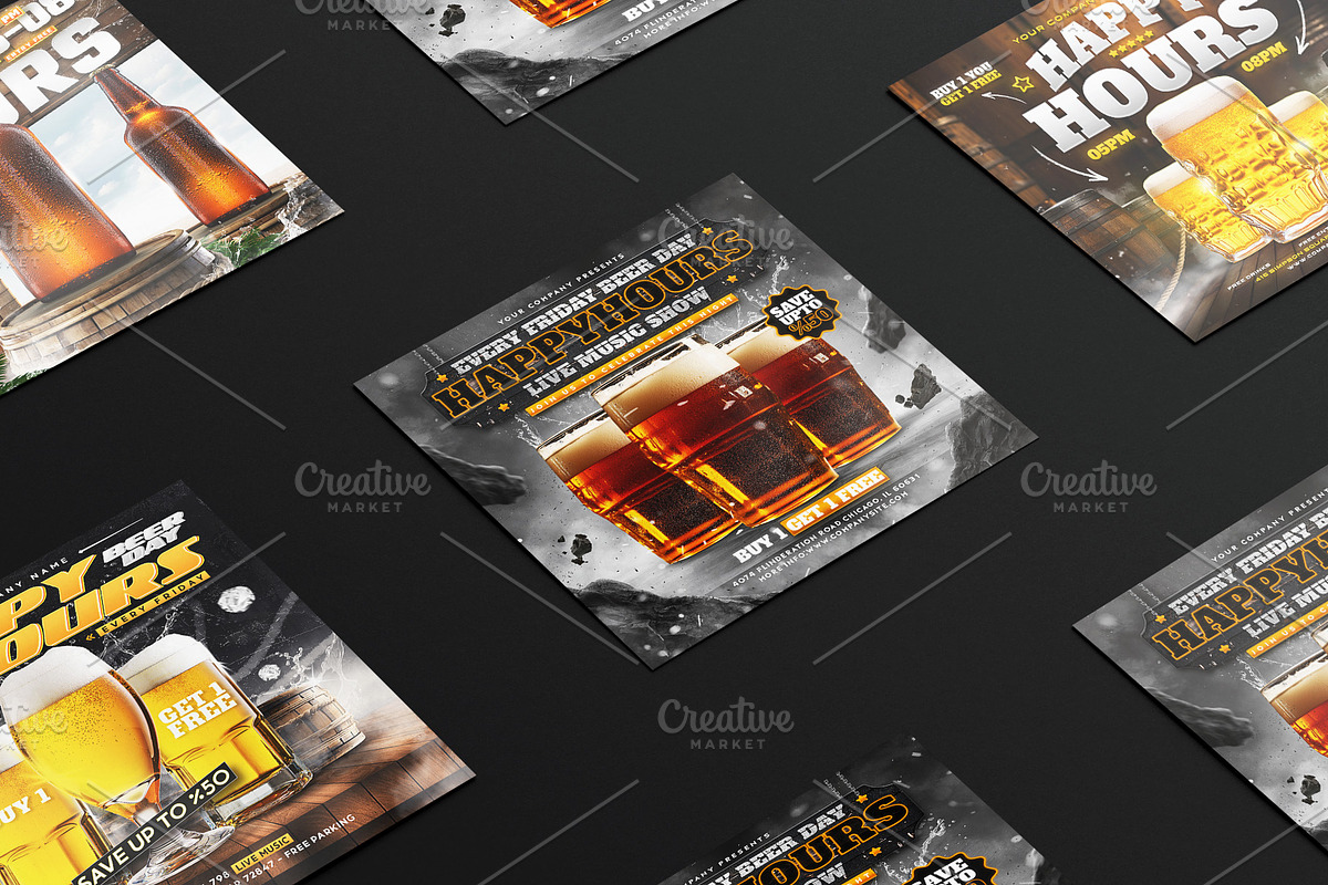 Happy Hours Post & Flyer Templates, a Templates & Theme by OnurDemircan (Photo 2 of 5)