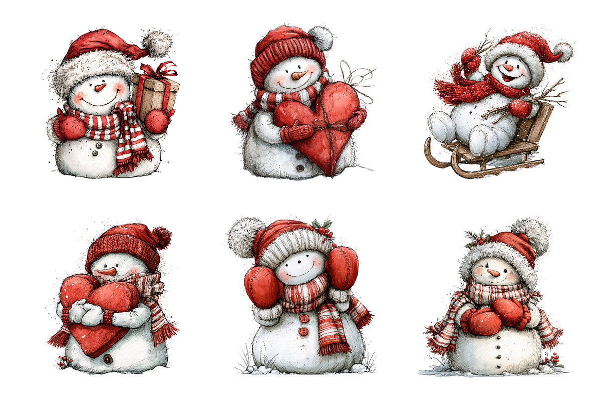 Whimsical Christmas Snowman PNG, a Work Illustration by SinaCreation (Photo 2 of 6)