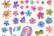 Watercolor Floral spring big set, an Illustration by JaneLane (Thumbnail 4 of 9)