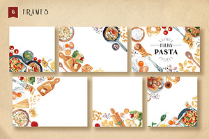 Pasta Recipe And Dishes Watercolor