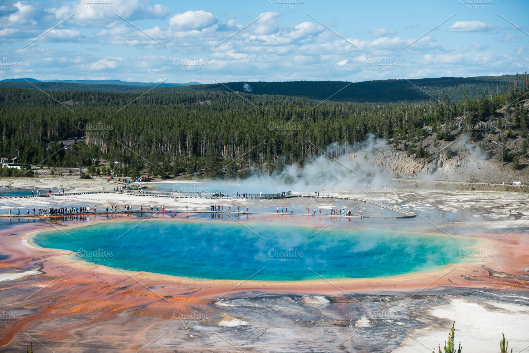 Colorful geyser crater yellowstoneto featuring environment, pond, and america, a Nature Photo by New York Art Store