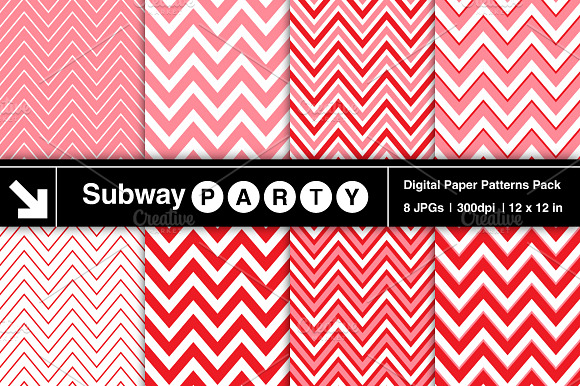 Pink, Red, White Chevron Papers preview 2