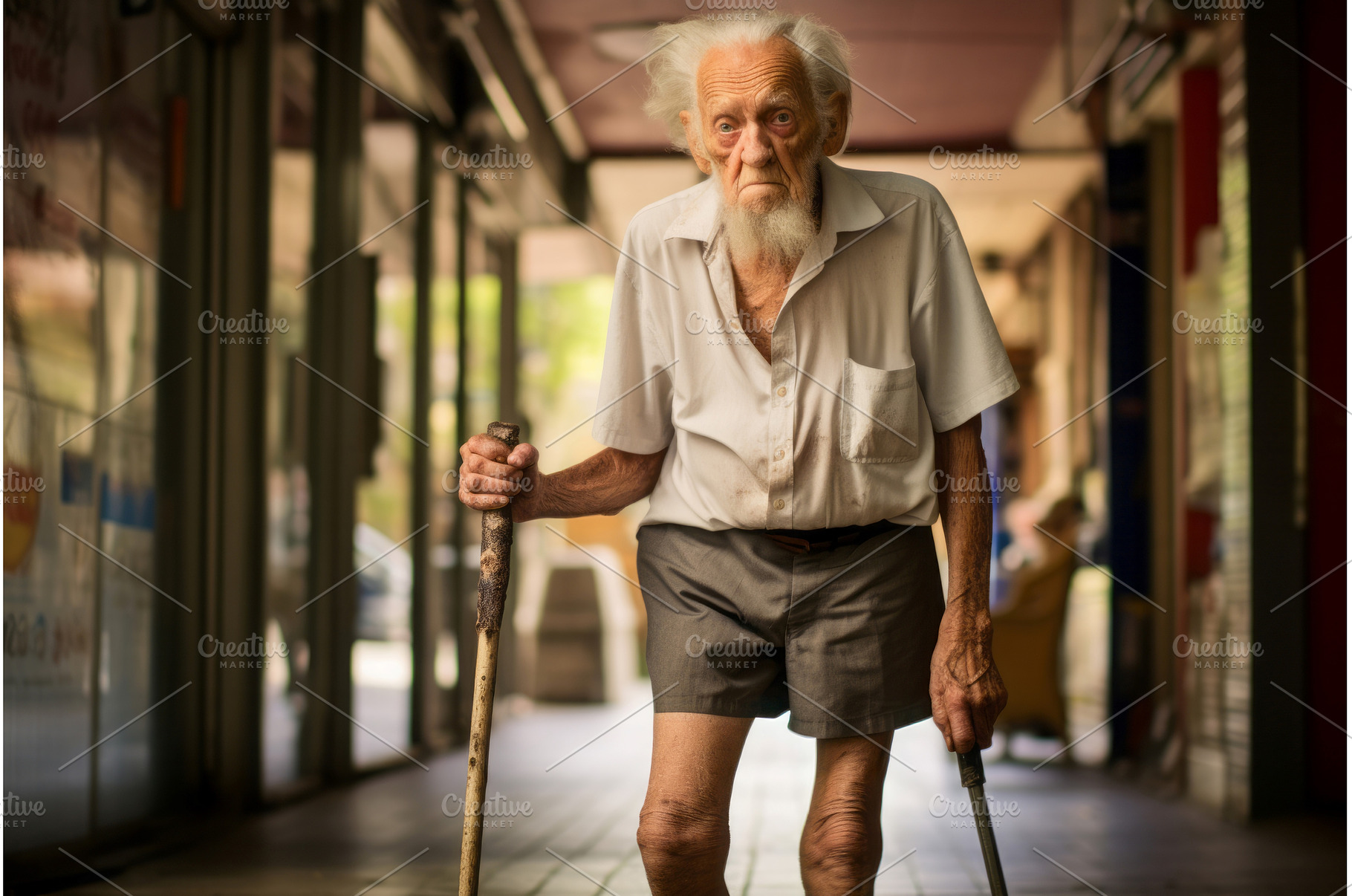 Grumpy elderly citizen man with, a Person Photo by Ylivdesign