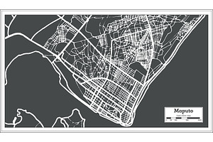 Maputo Mozambique City Map In Retro