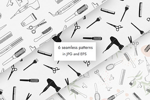 Seamless Patterns Of A Hair Salon