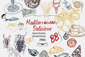 Mediterranean Food Illustrations, a Graphic by HabitusDesigns