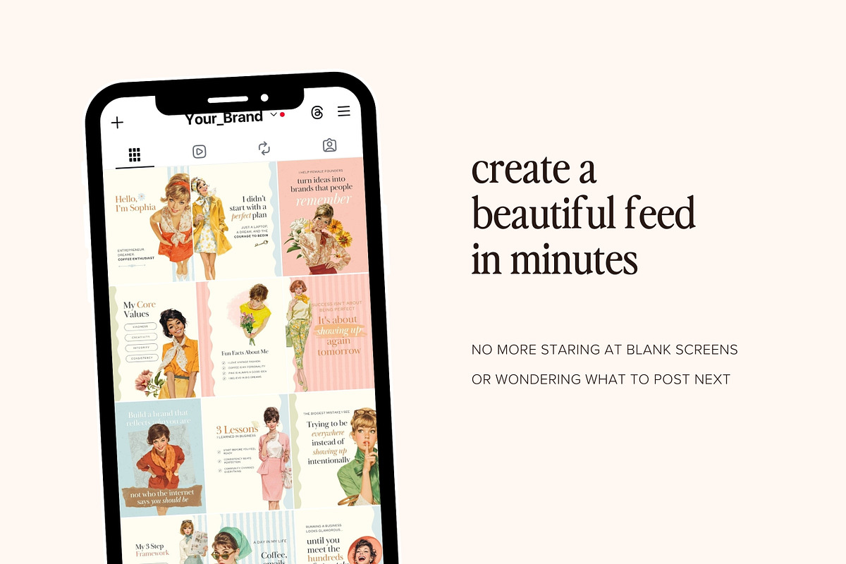 Retro Feminine Instagram Template, a Templates & Theme by Pawprints Canvas Co. (Photo 4 of 8)