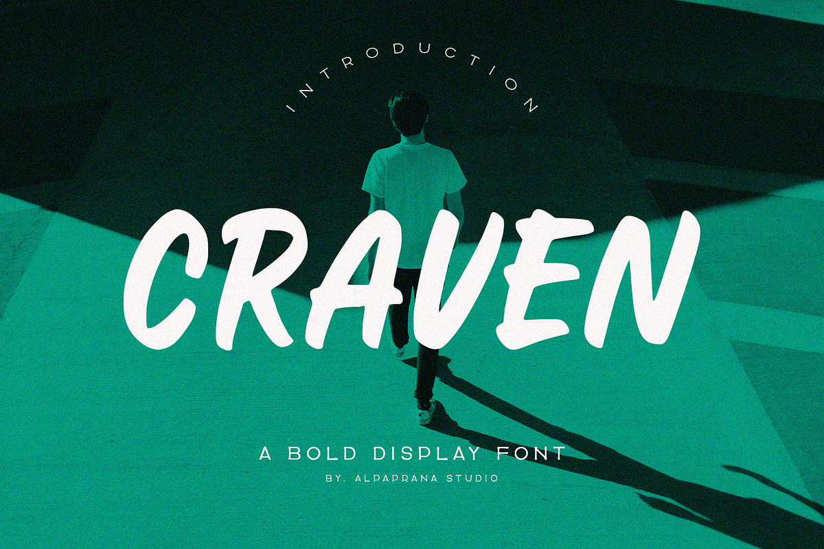Craven - Display Font, a Script Font by Alpaprana (Photo 1 of 9)