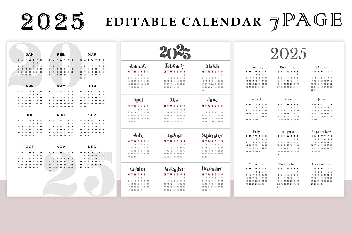 2025 Editable Calendar, a Stationery Template by DesignByStore (Photo 1 of 3)