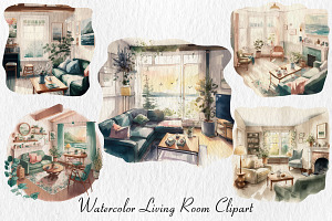 Watercolor Living Room Clipart