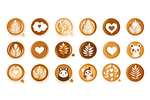Coffee cups creamy foam latte art, a Food Illustration by Onyx