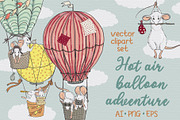 Hot air balloon vector clipart, an Object Graphic by Trinibis (Thumbnail 1 of 3)