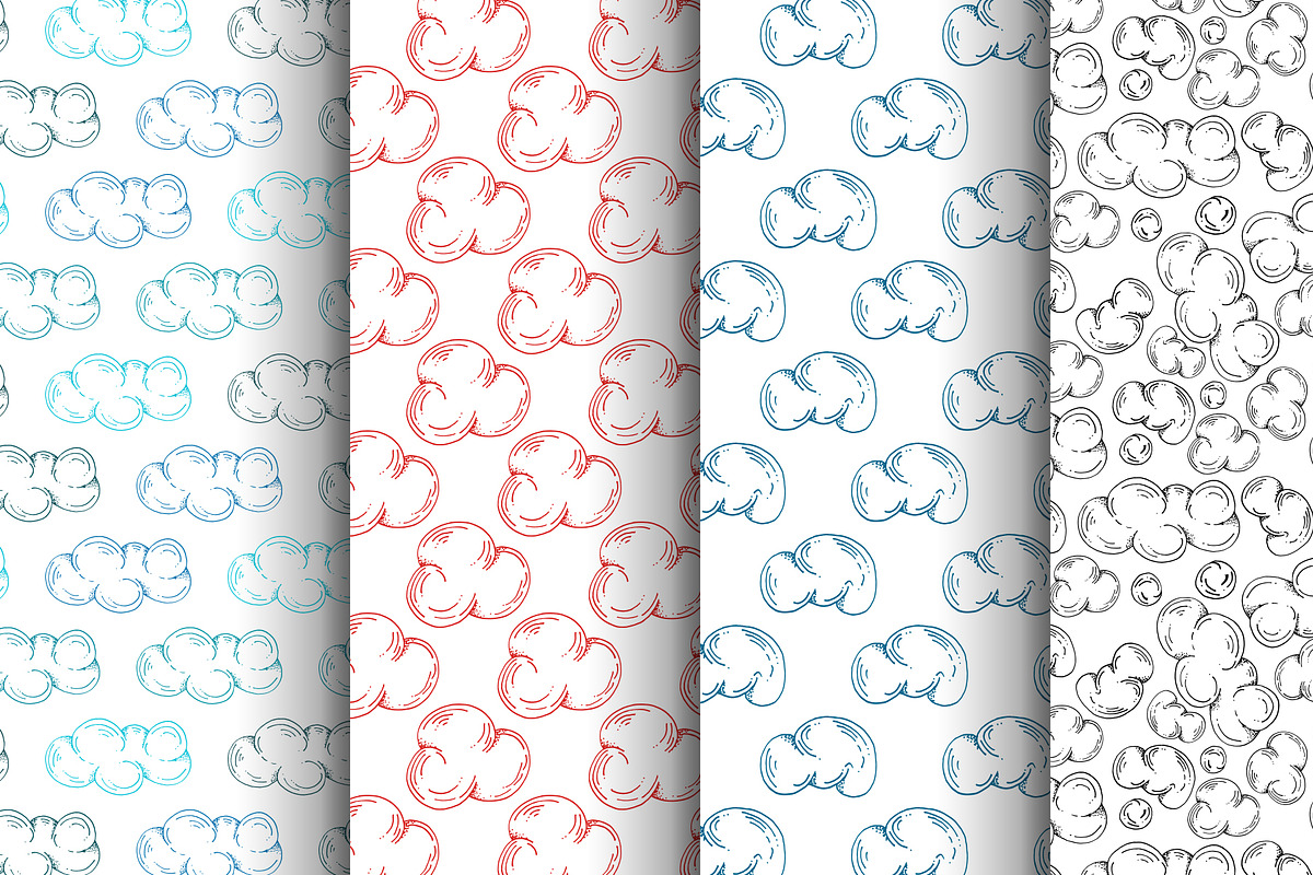 Clouds Seamless Doodle Patterns, a Pattern Graphic by Lukino (Photo 3 of 5)