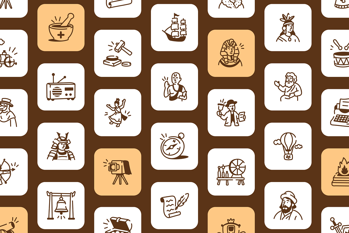 40 Animated History Doodle Icons, an Outline Icon by Vectors Market (Photo 3 of 4)