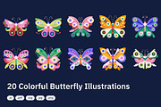 20 Colorful Butterfly Illustrations, an Animal Illustration by crafty (Thumbnail 3 of 3)
