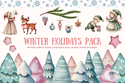 Cute watercolor Christmas collection, a Seasonal Illustration by Peviotadesign (Thumbnail 1 of 13)