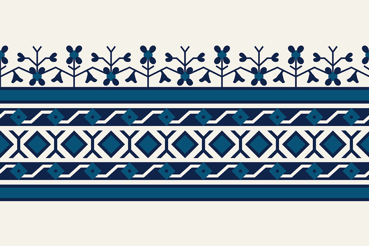 Blue Indian Block Print: Border Vol2, a Pattern Graphic by StabuLaRasa illustration (Photo 3 of 13)