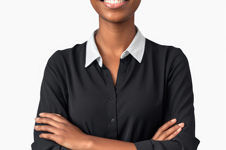 Smiling young African American businesswoman, successful, posing confidently wi, a Person Photo by José Manuel Gelpi
