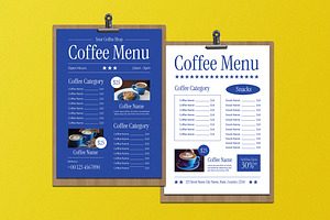 Blue Modern Coffee Shop Food Menu, a Flyer Template by Aiyari Graphic