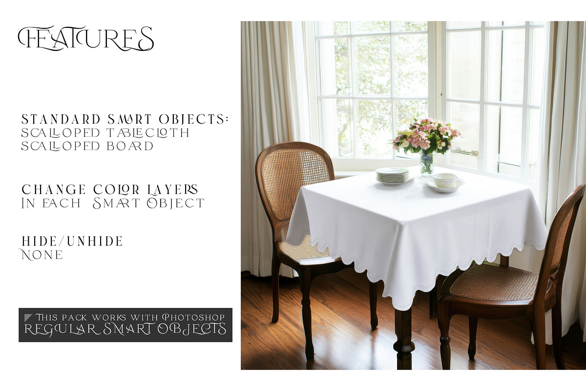 Square Scalloped Tablecloths, a Household Mockup by mock-ups (Photo 3 of 9)