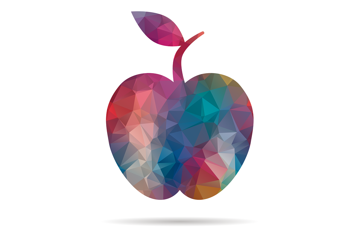low poly apple, a Decorative Illustration by noche